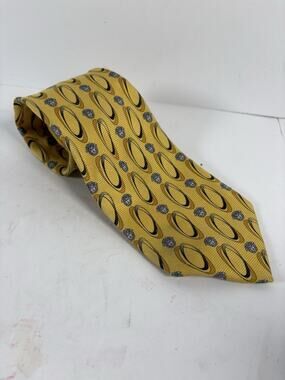 Vintage Gianni Versace Medusa Tie 100% Silk Yellow Gold Made Italy Mens Luxury